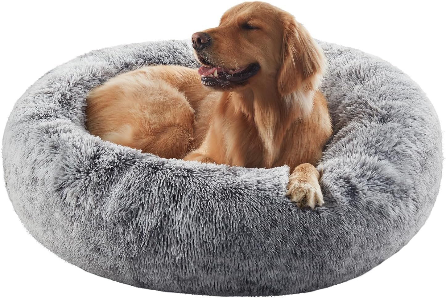 36 inches Faux Fur Fluffy Donut Dog Bed for Large Dogs,Dark Grey 36 inches Faux Fur Fluffy Donut Dog Bed for Large Dogs,Dark Grey