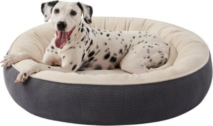 36 inches Soft Touch Fleece Donut Dog Bed for Large Dogs,Dark Grey