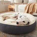 36 inches Soft Touch Fleece Donut Dog Bed for Large Dogs,Dark Grey - Image 2