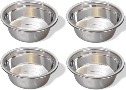 4 Pack - 6.75 Cup (1.6 Liter) Stainless Steel Dog Bowls – Metal Dog Food Bowls, Dog Water Bowls, Pet Feeding Bowls, Replacement Bowls for Raised Stands, Rust Resistant, Dishwasher Safe