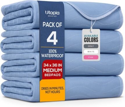 4 Pack Waterproof Reusable Heavy Absorbency Incontinence Bed Pads 34″x36″