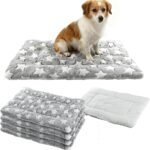 4 Pcs Dog Bed Mat Crate Pad Reversible Mat Machine Washable Bed Star Pet Sleeping Kennel Pad for Crate for Small, Medium, Large Dog(16 x 24 x 1.2 Inch,Gray)