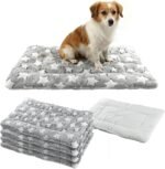 4 Pcs Dog Bed Mat Crate Pad Reversible Mat Machine Washable Bed Star Pet Sleeping Kennel Pad for Crate for Small, Medium, Large Dog(16 x 24 x 1.2 Inch,Gray)