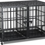 42 Inch Heavy Duty Dog Crate for 2 Dogs,Metal Dog Kennel with Divider,Black
