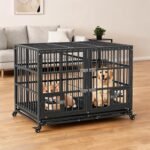 42-Inch Heavy-Duty Folding Dog Crate with Wheels
