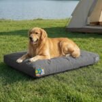 42 Inch Indestructible Dog Bed for Extra Large Dogs, Durable Canvas Chew Proof Dog Bed with Waterproof Machine Washable Removable Cover, Indoor Outdoor Patio Pet Pad for Crate, Dark Grey