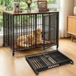 42.3″ Large Dog Crate Furniture Foldable, Heavy Duty Dog Kennel Indoor