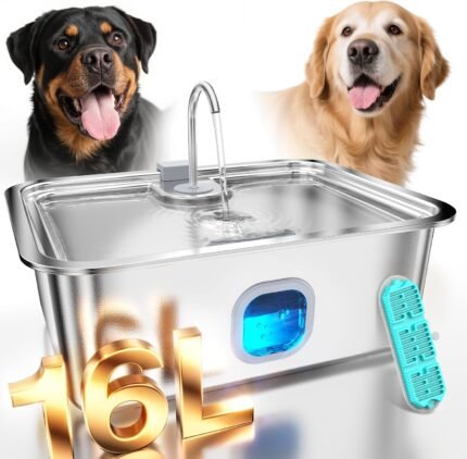 4.2Gal Dog Water Fountain for Large Dogs, 16L Dog Fountain Water Bowl