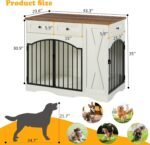 43.3" Dog Crate Furniture, Wooden Dog Kennel with 3 Drawers, Beige - Image 2