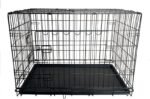 48-Inch Folding Metal Dog Crate for Medium, and Large Breeds – Double-Door Kennel with Divider, Removable Tray, and Carry Handle – Ideal for Indoor and Outdoor - Black - Image 2