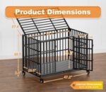 48 Inch Heavy Duty Dog Crate with Wheels,Indestructible Escape-Proof Dog Kennel with Locking Latch and Double Door,Extra Large XL XXL Crate Indoor for Large and Medium Dog with Removable Tray - Image 2