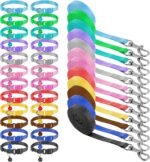 48 Pcs Small Dog Collar and Leash Set, Soft Nylon 8-14 Inch Adjustable Puppy Cat Kitten Collars with Bell Walking Training Rope for Newborn Small Pet (Multicolor, Solid Pattern)