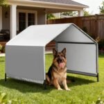 4’x 4’x 3.3′ Dog Shade Shelter, Outdoor Dog Tent Dog House Canopy Waterproof, Sun Protection with Ground Stakes for Pet Medium Large Dogs, Cats, Pigs, Chicken, Goose (4‘’)