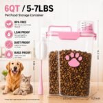 5-7Lbs Airtight Dog Cat Food Storage Container with cleaning brush,Measuring Cup,4 Snap Seals,Portable Pet Food Containers with Upgraded Large Nozzle for Dogs,Cats,Birds,Small Animals(Large-Pink) - Image 2