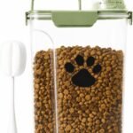 5-7Lbs Dog Cat Food Storage Container with cleaning brush, Measuring Cup,4 Snap Seals, Portable Pet Food Containers with Upgraded Large Nozzle for Dogs,Cats,Birds,Small Animals(Large-Green)