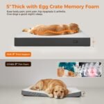 5 Inch Thick Orthopedic Dog Bed for Medium & Large Dogs, High Density Egg Crate Memory Foam with Support Foam, Waterproof Liner & TPU, Removable Washable Cover, Nonskid Bottom, 36"x27"x5", Grey - Image 2