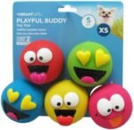 5pk Emoticon Latex Dog Toy, Provides A Comforting Squeak That Dogs Will Enjoy, Made of Natural Latex, It Squeaks When Squeezed!