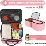 6 Set Dog Travel Bag, Large Pet Travel Kit for Supplies, Pink - Image 2