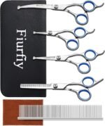 6-in-1 Dog Grooming Scissors - Professional Stainless Steel Hair Cutting Kit with Safety Rounded Tips, Ergonomic Soft-Grip Handles for Small & Large Dogs, Cats
