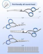 6-in-1 Dog Grooming Scissors - Professional Stainless Steel Hair Cutting Kit with Safety Rounded Tips, Ergonomic Soft-Grip Handles for Small & Large Dogs, Cats - Image 2