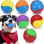 6Pcs Squeaky Dog Balls, Dog Toys Balls for Training, Tough Ball Toys for Dogs, Fit with Dog Ball Launcher, High Bouncy Dog Ball for Interactive Playing, Puppy Pet Chew Balls Teething Balls 2.5in