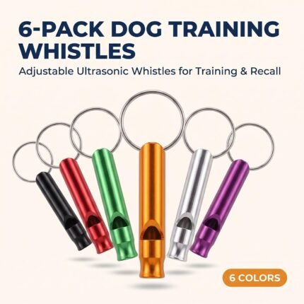 6Pcs Ultrasonic Dog Training Whistle - Metal Anti-Barking and Recall Whistles for Small to Large Dogs | Silent Dog Whistle for Pet Training,Pet Training Tools, Anti-Barking Devices