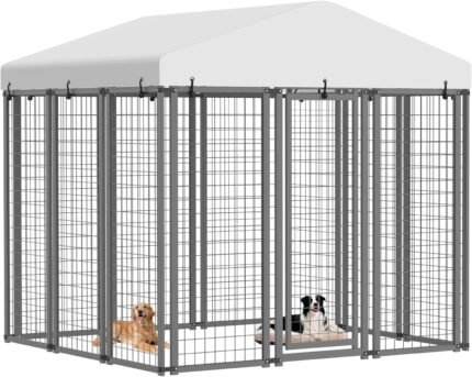 6x6 ft Outdoor Dog Kennel, Heavy Duty Dog Pens for Large Dogs