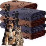 8 Pcs Dog Towel for Drying, 40 x 24 Inch, Dog Paw and Bone, Brown, Gray