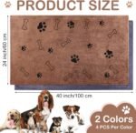 8 Pcs Dog Towel for Drying, 40 x 24 Inch, Dog Paw and Bone, Brown, Gray - Image 2