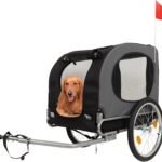 88Lbs Dog Bike Trailer, Pet Cart Bicycle Carrier with Oxford Fabric, Easy Folding Pet Bicycle Trailer with Quick-Release Wheels & Non-Slip Mat & Safety Flag, 16″ Air Tires & Washable Non-Slip Lining