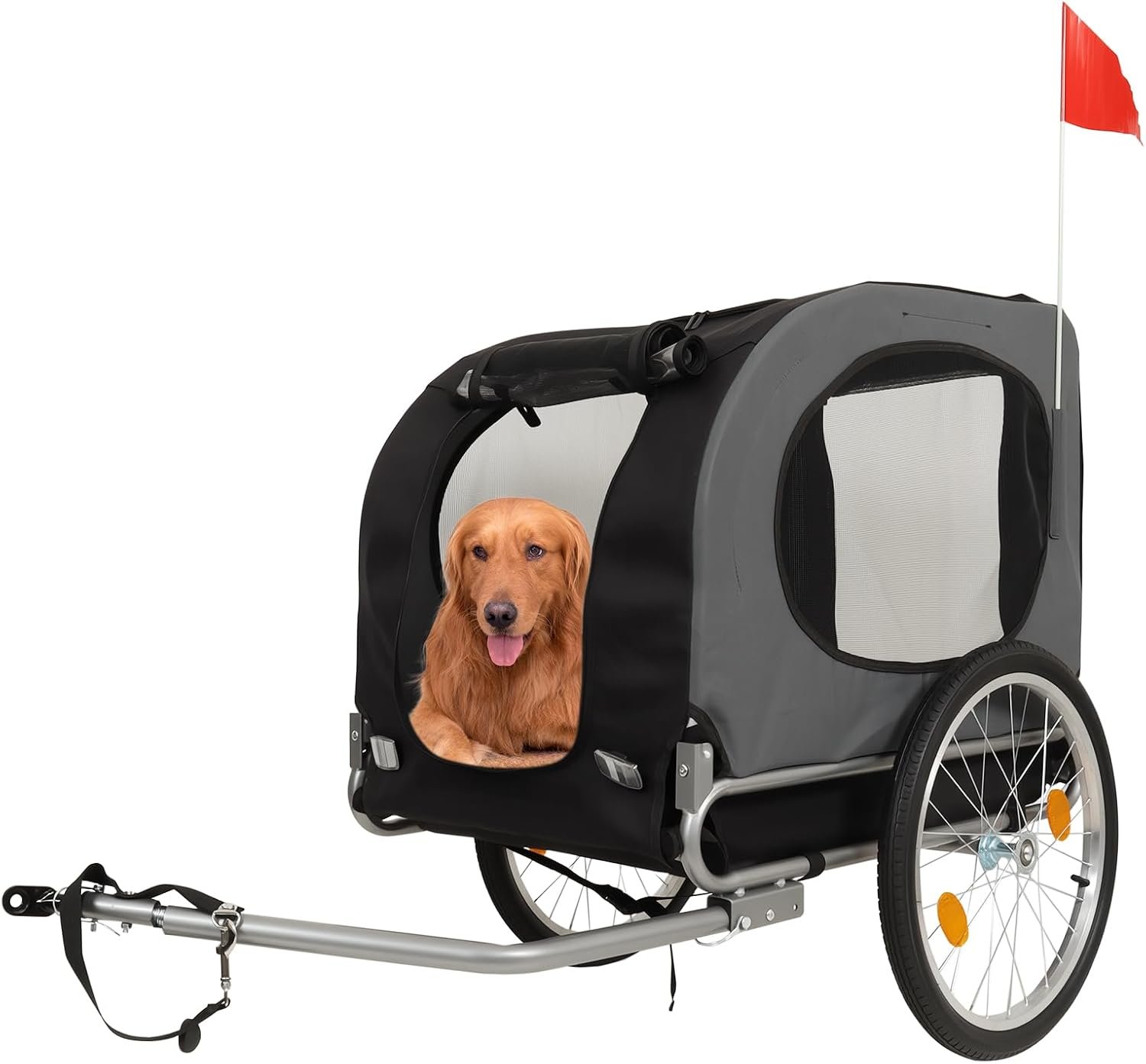 88Lbs Dog Bike Trailer, Pet Cart Bicycle Carrier with Oxford Fabric, Easy Folding Pet Bicycle Trailer with Quick-Release Wheels & Non-Slip Mat & Safety Flag, 16″ Air Tires & Washable Non-Slip Lining 88Lbs Dog Bike Trailer, Pet Cart Bicycle Carrier with Oxford Fabric, Easy Folding Pet Bicycle Trailer with Quick-Release Wheels & Non-Slip Mat & Safety Flag, 16″ Air Tires & Washable Non-Slip Lining