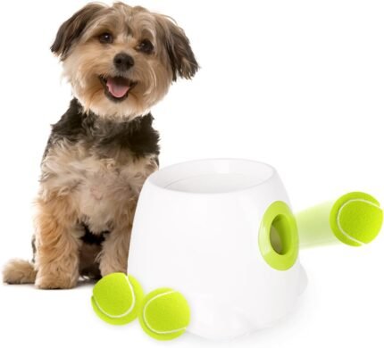 AFP Automatic Ball Launcher Dog Ball Thrower Machine Interactive Hyper Fetching Toy for Large Dogs, 3 Tennis Balls Included, Max Version