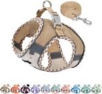 AIITLE Breathable Dog Harness Small Sized and Leash Set, Brown-Beige XXXS