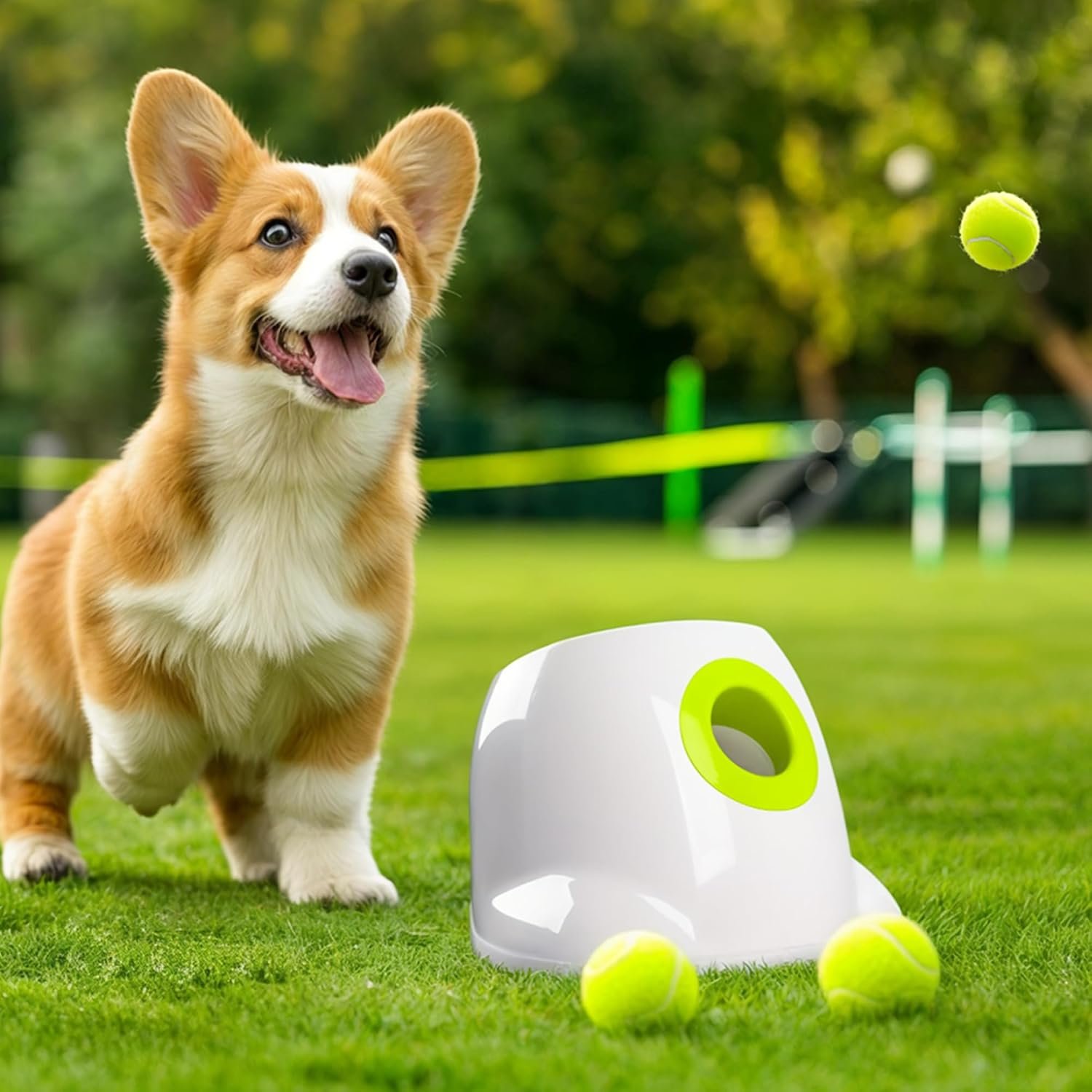 ALL FOR PAWS Automatic Dog Ball Launcher, Interactive Ball Thrower Dog Toys Includes 3pcs Tennis Balls for Small/Medium Dogs ALL FOR PAWS Automatic Dog Ball Launcher, Interactive Ball Thrower Dog Toys Includes 3pcs Tennis Balls for Small/Medium Dogs