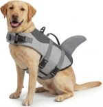 ASENKU Dog Life Jacket - Pet Safety Vest for Swimming & Boating, Shark Life Jacket with Floatation, Dog Lifesavers Swimsuits for Small Medium Large Dogs (Grey, XL)