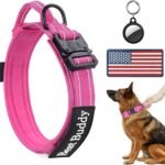 AUBELL Reflective Tactical Heavy Duty Dog Collar with Handle,Pink L