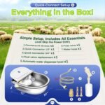 Ademon Automatic Animal Drinking Water Bowl with Float Valve, Standard Pipe,3L Stainless Steel Waterer Feeder Farm Dog Dispenser Kit Self Filling for Livestock Horse Goat Water Trough - Image 2