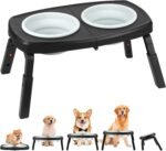 Adjustable Elevated Dog Bowls Stand – 4-Level Height Portable Feeder with Collapsible Silicone Bowls, Non-Slip Base for Medium & Large Dogs – Travel Dog Bowl & Water Dish