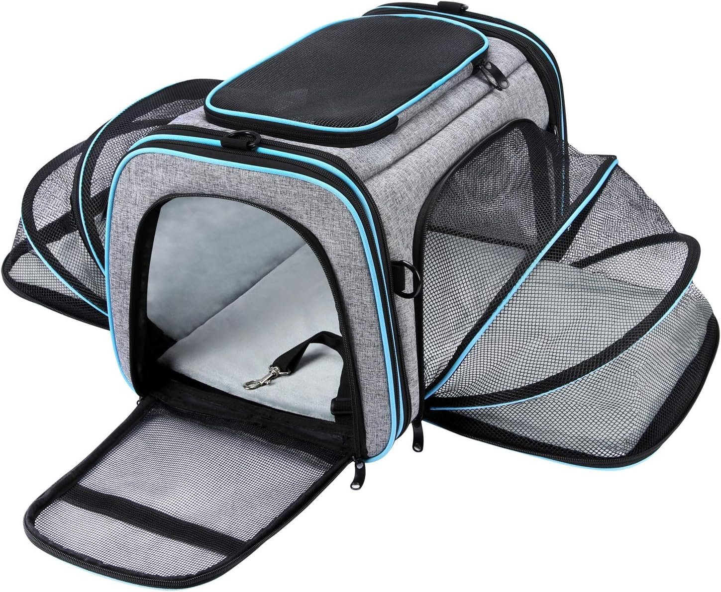 Airline Approved Pet Carrier, Large Soft Sided Pet Travel TSA Carrier 4 Sides Expandable Cat Collapsible Carriers with Removable Fleece Pad and Pockets for Cats Dogs and Small Animals Airline Approved Pet Carrier, Large Soft Sided Pet Travel TSA Carrier 4 Sides Expandable Cat Collapsible Carriers with Removable Fleece Pad and Pockets for Cats Dogs and Small Animals