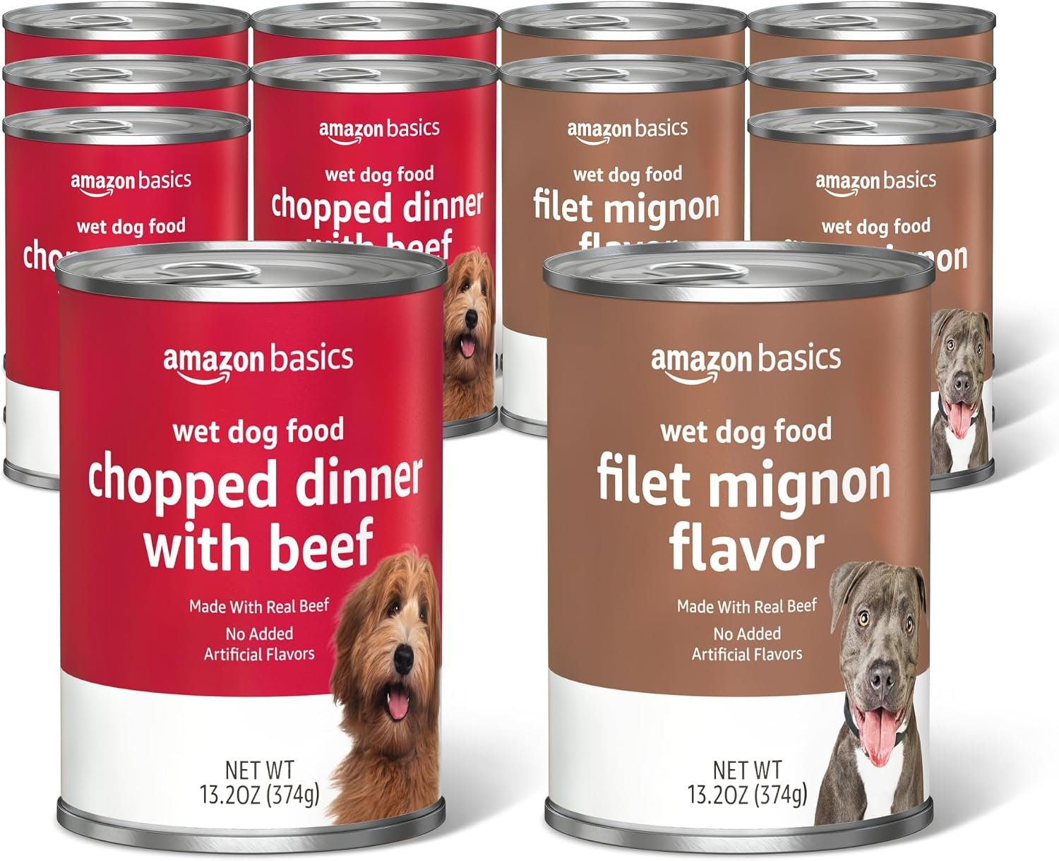 Amazon Basics Chopped Ground Dinner Wet Dog Food Variety Pack, Filet Mignon Flavor and with Beef, Made with Natural Ingredients, 13.2oz Cans (Pack of 12) Amazon Basics Chopped Ground Dinner Wet Dog Food Variety Pack, Filet Mignon Flavor and with Beef, Made with Natural Ingredients, 13.2oz Cans (Pack of 12)