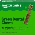 Amazon Basics Dental Dog Treats to Help Clean Teeth & Freshen Breath for Medium Dogs, Unflavored, Per Pack: 36 Count, 2.25 pounds, 1 Pack