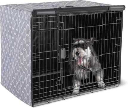 Amazon Basics Dog Cage Cover for 42-inch Wire Crates, Heavy-Duty with Zippered Panels