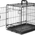 Amazon Basics Durable, Foldable Metal Wire Dog Crate with Tray, Single Door, 18 x 12.4 x 15 in, Black