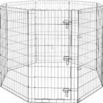 Amazon Basics Foldable Metal Indoor/Outdoor Dog Playpen, Octagonal Exercise Pen, Single Door, 8 Panels, 48 Inch Tall, X-Large, 60 x 60 x 48 Inches, Easy to Assemble, Black