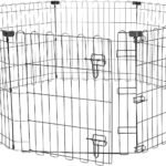 Amazon Basics Foldable Octagonal Metal Exercise Pen for Dogs, Indoor/Outdoor, Single Door, 8 Panels, 24″ Height, Extra Small, Easy to Assemble, Black