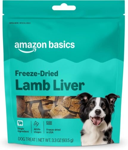 Amazon Basics Freeze-Dried Raw Single Ingredient Dog Treats, Lamb Liver, High Protein, Healthy Training Treats or Meal Topper for all Dogs, Grain-Free, 3.3oz (Previously Wag)