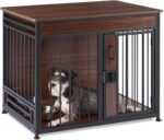 Amazon Basics Furniture Style Dog Crate, Sturdy Wooden Pet Kennel, End Table with Space for Pet, Two Bowls Included, 30" x 20.4" x 23.6", Walnut