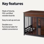 Amazon Basics Furniture Style Dog Crate, Sturdy Wooden Pet Kennel, End Table with Space for Pet, Two Bowls Included, 30" x 20.4" x 23.6", Walnut - Image 2