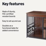 Amazon Basics Furniture Style Dog Crate, Sturdy Wooden Pet Kennel, Two Bowls Included, 41" x 23.6" x 29.5", Walnut - Image 2
