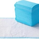Amazon Basics Heavy Duty Dog and Puppy Pee Pads, Leak-Proof 5-Layer Super Absorbent, Quick-Dry Surface for Potty Training, Regular Size, 24×23″, Blue & White, 50 Count